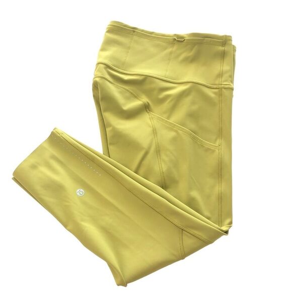 Lululemon Fast and Free Crop II 19" Nulux Golden Lime - Picture 9 of 14
